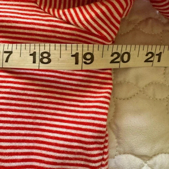 J. Crew Red & White Pinstriped 3/4 Bell Sleeve 100% Cotton Boat Neck Top Size L - Picture 8 of 16